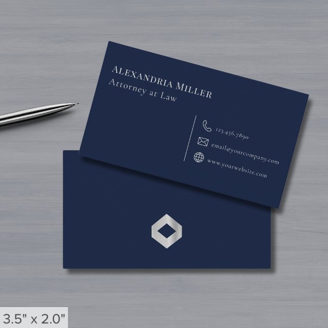 Simple Navy Blue and Gray Business Card (Creator Uploaded)