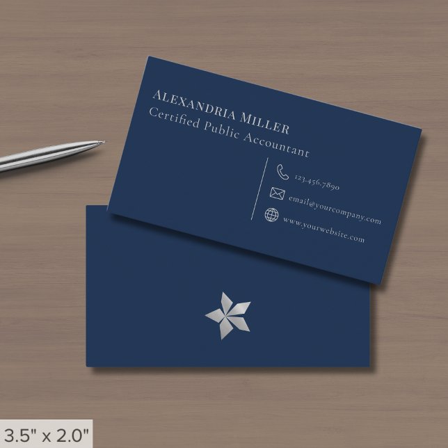 Simple Navy Blue and Gray Business Card (Creator Uploaded)