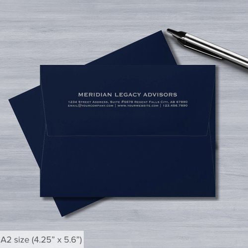 Simple Navy Blue and Gray Typographic A2 Envelope