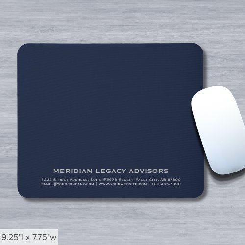 Simple Navy Blue and Gray Typographic Mousepad