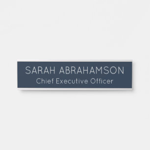 Simple Navy Blue and Silver Name Plate - Door Sign