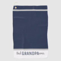 Simple Navy Blue And White Best Grandpa Ever Golf Towel
