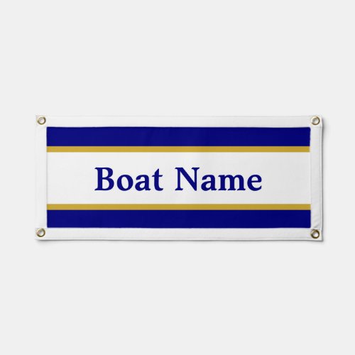 Simple Navy Blue and White Boat Name Pennant