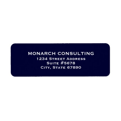 Simple Navy Blue and White Business Return Address Label
