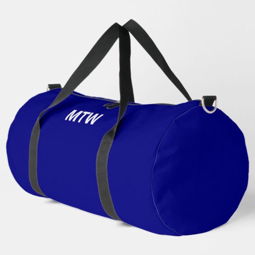 Simple Navy Blue and White Monogram Text Template Duffle Bag