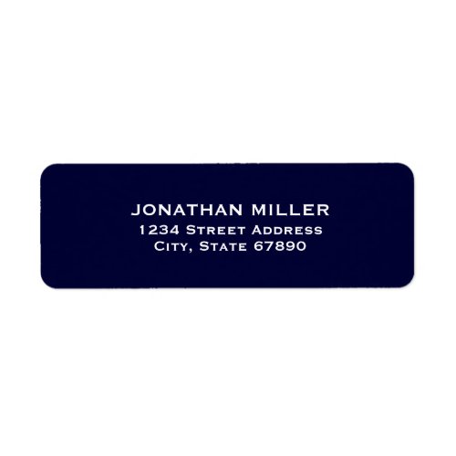 Simple Navy Blue and White Return Address Label