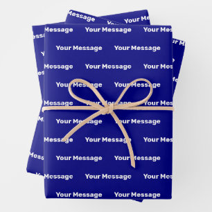 Simple Navy Blue and White Text Template Wrapping Paper Sheets