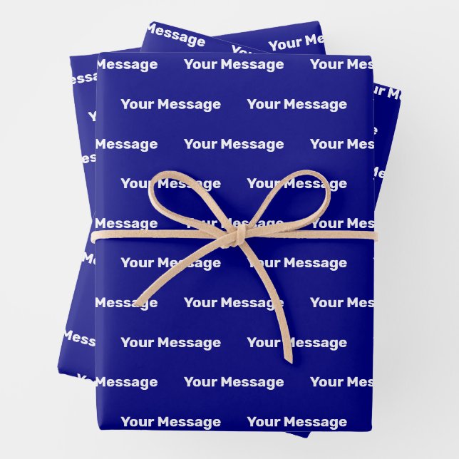 Simple Navy Blue and White Text Template Wrapping Paper Sheets (In situ)