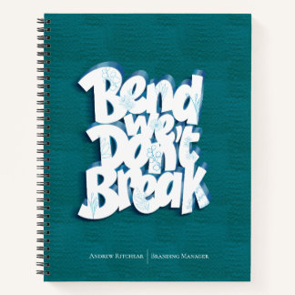 Simple Navy Blue Bend we don't break Motivate Notebook