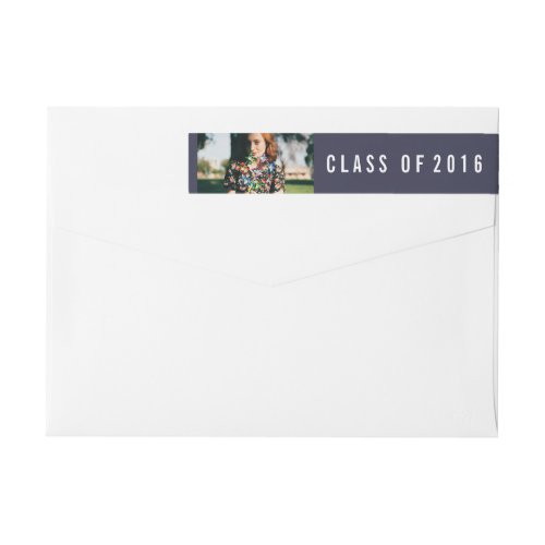 Simple Navy Blue Class Of 2016 Graduate Photo Wrap Around Label