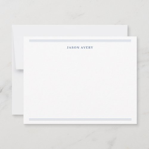 Simple Navy Blue Classic Double Lined Note Card