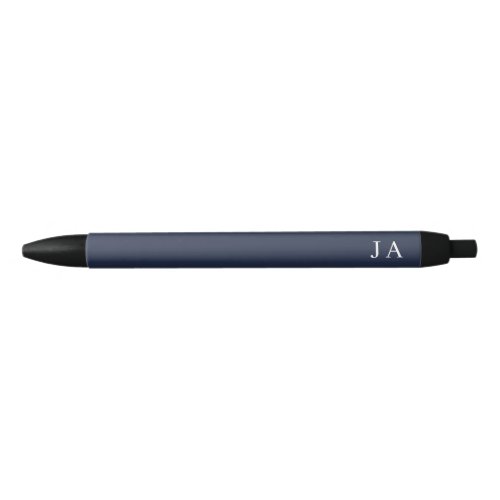 Simple Navy Blue Classic Monogram Stationery Black Ink Pen