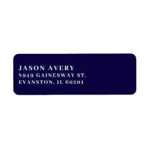 Simple Navy Blue Classic Return Address Text Based Label