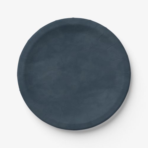 Simple Navy Blue Color Editable Watercolor Paper Plates