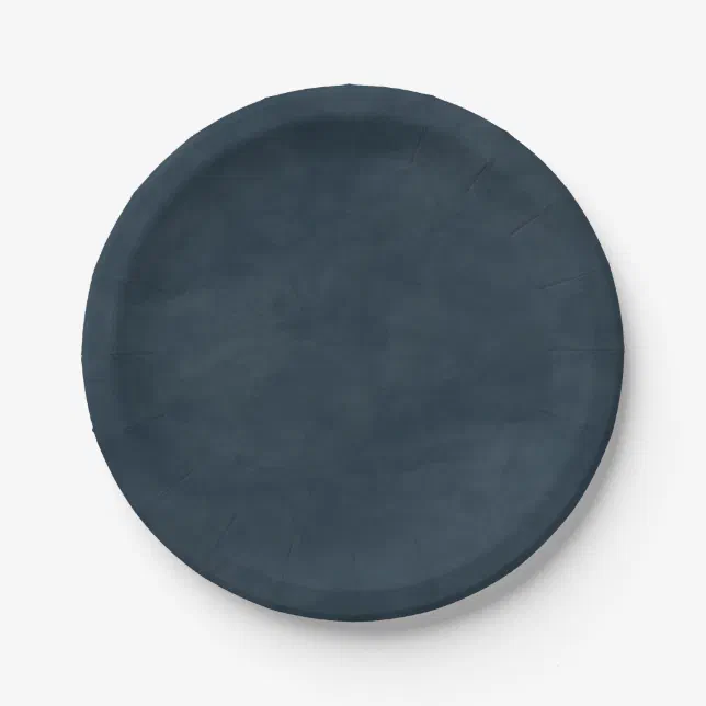 Simple Navy Blue Color Editable Watercolor Paper Plates | Zazzle