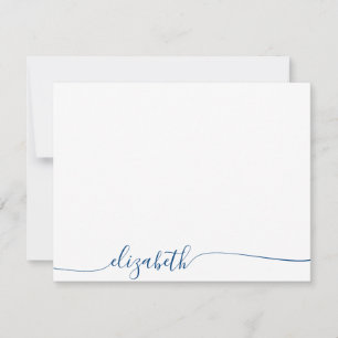 Simple Navy Blue Cursive Script Personalized Name Note Card