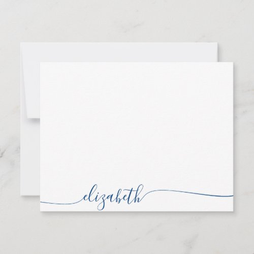 Simple Navy Blue Cursive Script Personalized Name Note Card