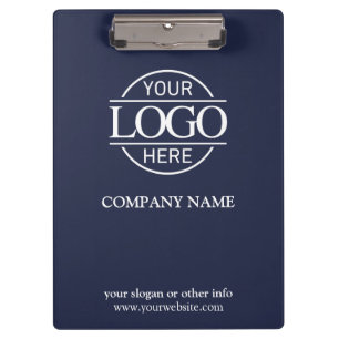 Simple Navy Blue Custom Company Business Logo Clipboard
