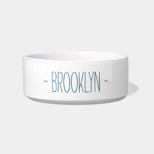 Simple navy blue custom handwritten name pet bowl