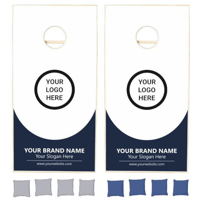 Simple Navy Blue Custom Logo Branded Promotional Cornhole Set (Set)