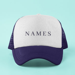 Simple Navy Blue Custom Name Elegant Trucker  Hat