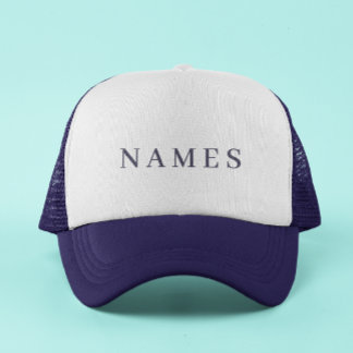 Simple Navy Blue Custom Name Elegant Trucker Hat
