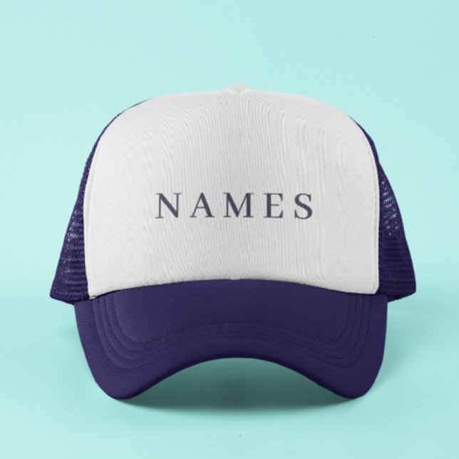 Simple Navy Blue Custom Name Elegant Trucker  Hat (Creator Uploaded)