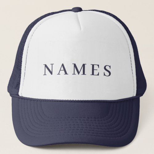 Simple Navy Blue Custom Name Elegant Trucker  Trucker Hat