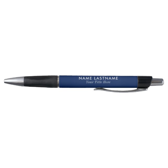 Simple Navy Blue Elegant Modern Name Title Pen (Bottom)