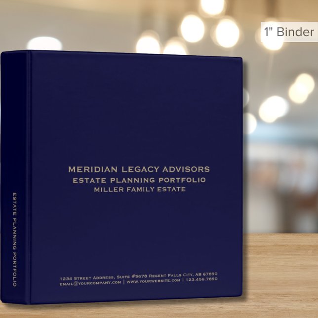 Simple Navy Blue Estate Planning Portfolio 3 Ring Binder (Creator Uploaded)
