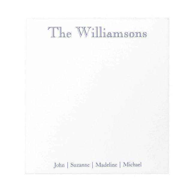Simple Navy Blue Family Notepad (Front)