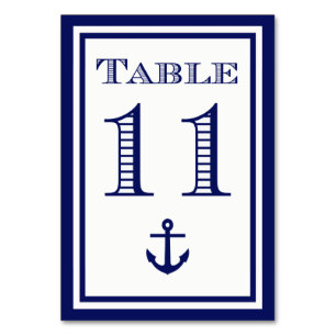 Simple Navy Blue Framed Anchor Table Card #11