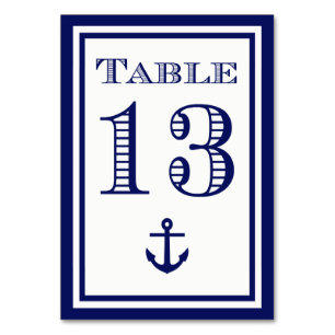 Simple Navy Blue Framed Anchor Table Card #13
