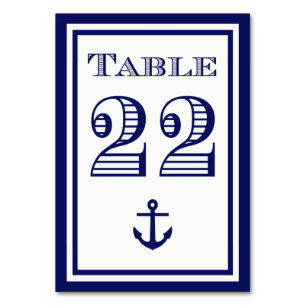 Simple Navy Blue Framed Anchor Table Card #22
