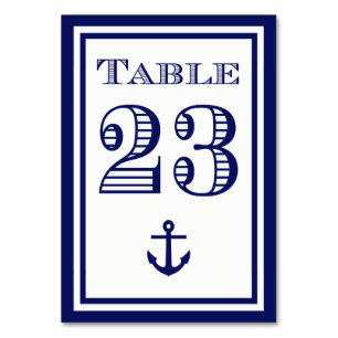 Simple Navy Blue Framed Anchor Table Card #23