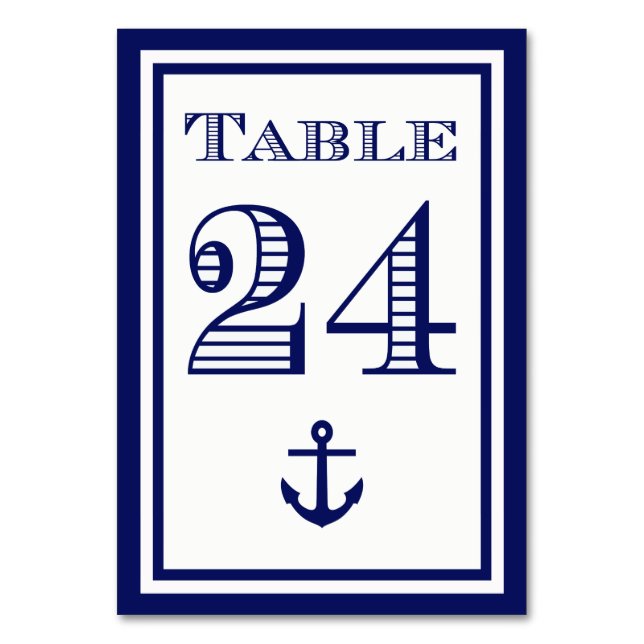Simple Navy Blue Framed Anchor Table Card #24 (Front)