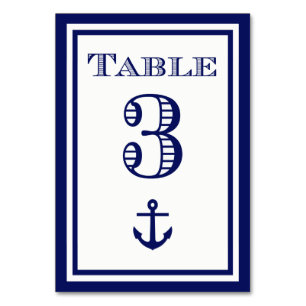 Simple Navy Blue Framed Anchor Table Card #3