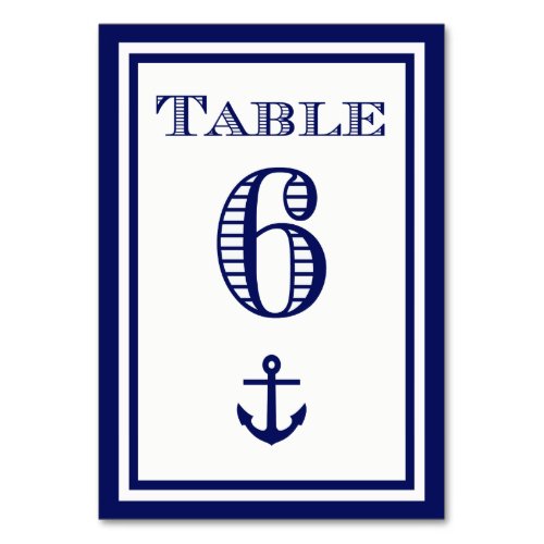 Simple Navy Blue Framed Anchor Table Card 6