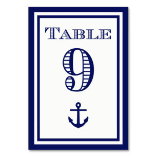 Simple Navy Blue Framed Anchor Table Card #9