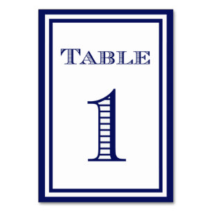 Simple Navy Blue Framed Table Number Card #1