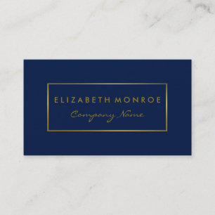 Simple Navy Blue & Gold Foil Effect Business Card