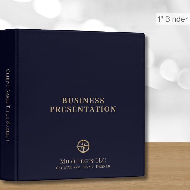 Simple Navy Blue Gold Logo Presentation Binder (Creator Uploaded)