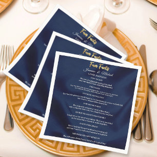 Simple Navy Blue & Gold Wedding Trendy Fun Facts Napkins