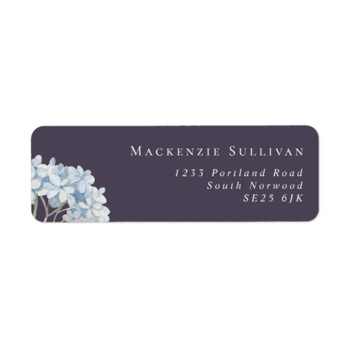 Simple Navy Blue Hydrangeas Return Address Label