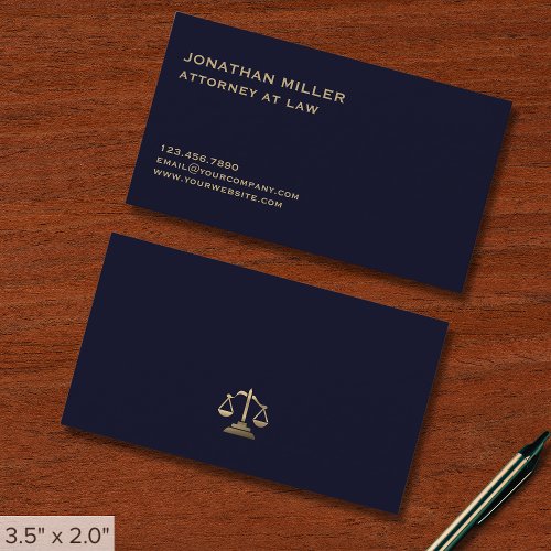 Simple Navy Blue Lawyer Business Card