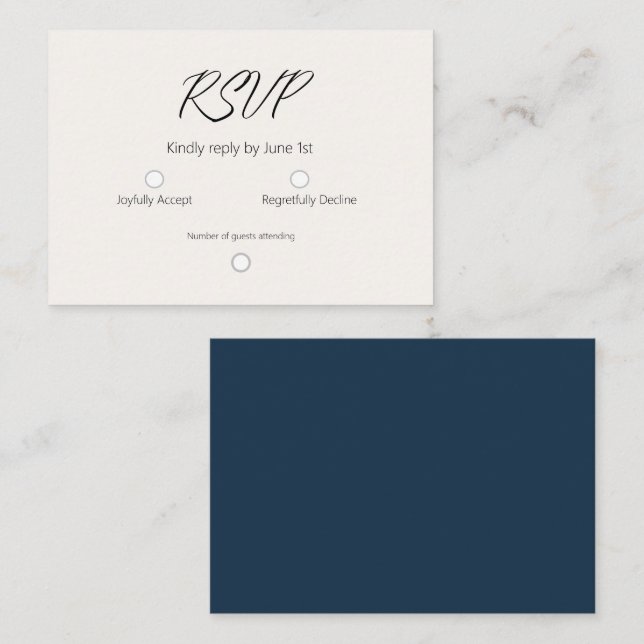 Simple Navy Blue Light Orange  Note Card (Front/Back)