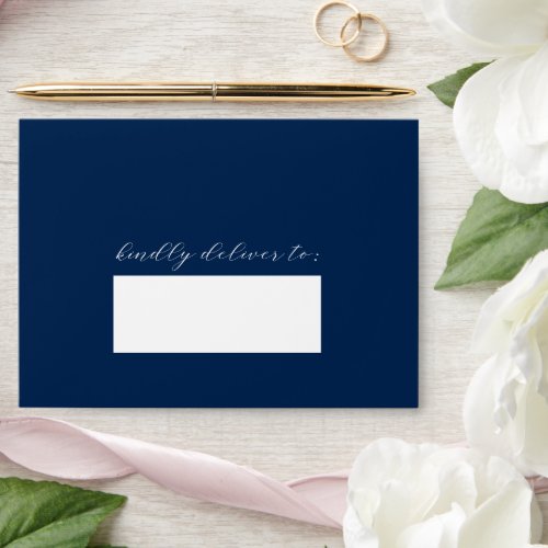 Simple Navy Blue Minimal Modern Elegant Wedding Envelope