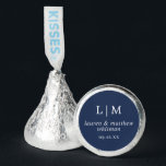 Simple Navy Blue Monogram Elegant Wedding Hershey®'s Kisses®<br><div class="desc">Simple Wedding Favor Hershey's Kisses featuring an elegant and timeless design with your two letter monogram, names and wedding date. All design elements are in white over a navy blue background and may be changed in the design editing tool. A clean and classic design perfect for a couple who wants...</div>