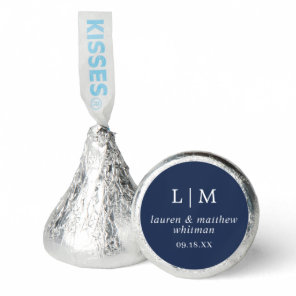 Simple Navy Blue Monogram Elegant Wedding Hershey®'s Kisses®