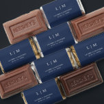 Simple Navy Blue Monogram Elegant Wedding Hershey's Miniatures<br><div class="desc">Simple wedding favor Hershey's Miniature candy featuring a modern yet elegant design with your two letter monogram along with your names and date in white over a navy blue background. The back has your personalized message. The font and background colors may be changed to any colors you wish by clicking...</div>
